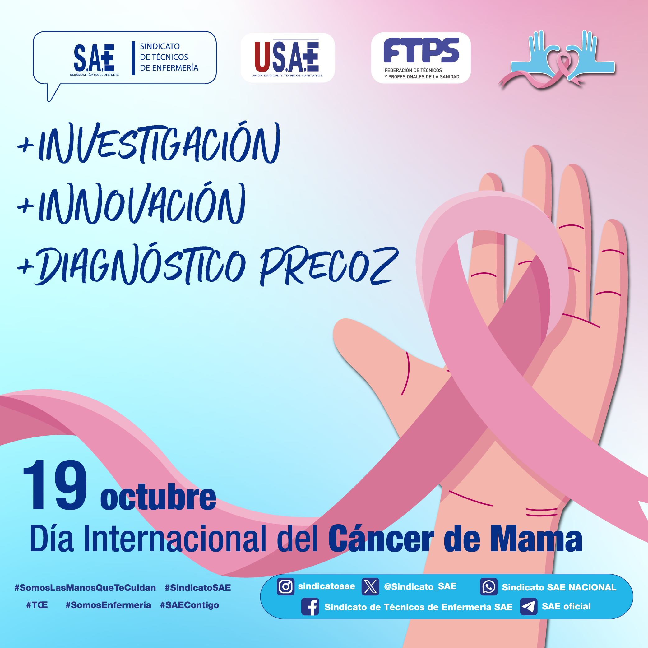 INVESTIGACIÓN, INNOVACIÓN Y DIAGNÓSTICO PRECOZ DEBEN BASAR LA ESTRATEGIA EN LA LUCHA CONTRA EL CÁNCER DE MAMA